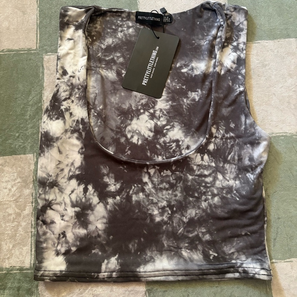 PrettyLittleThing Monochrome Tie-Dye Tank Top